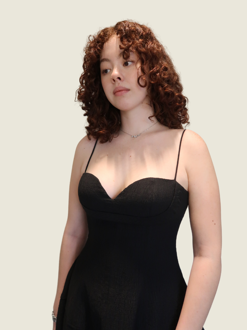 Jill Sander Black Cupped Ruched Midi Dress