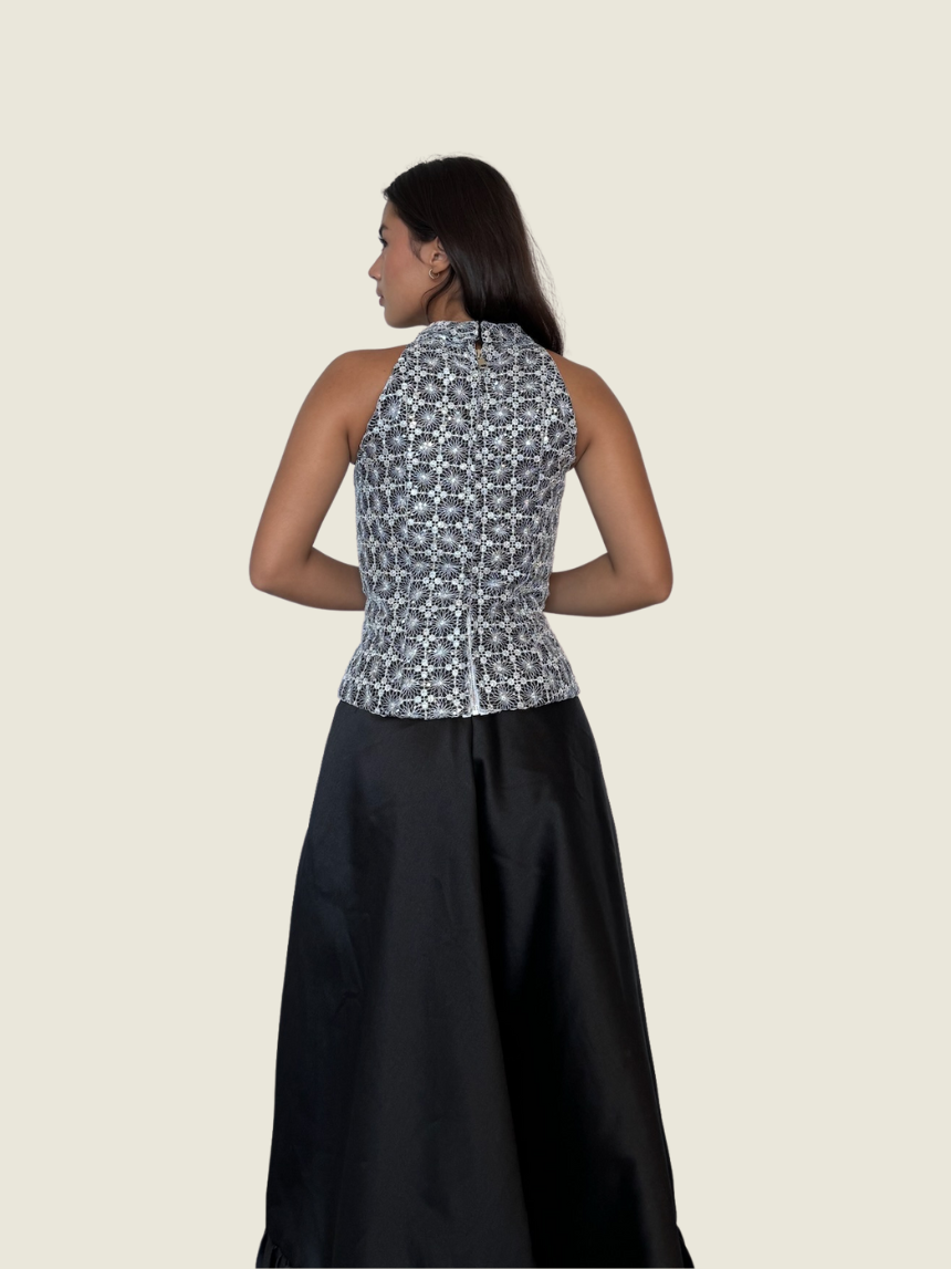 Atelier Carlene Silver Lace Top