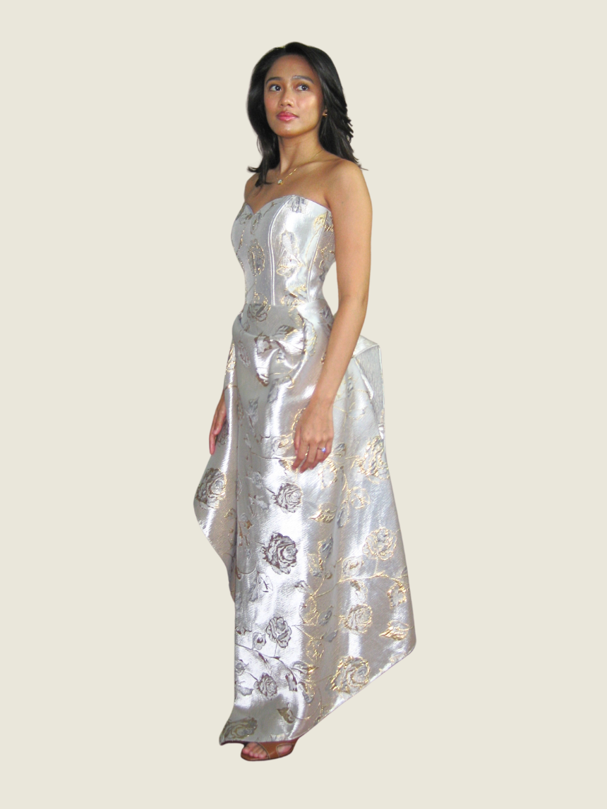 House of Laurel Gold Tube Gown
