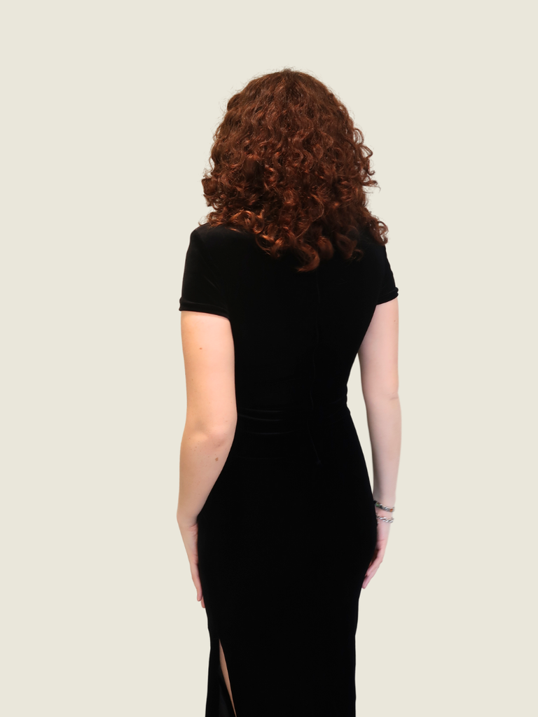 Compagnia Italia Black Velvet Dress With Shoulder Pads