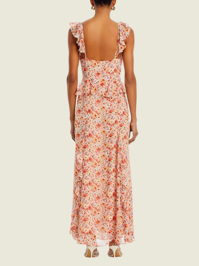 Bloomingdales AQUA Pink Orange Floral Dress