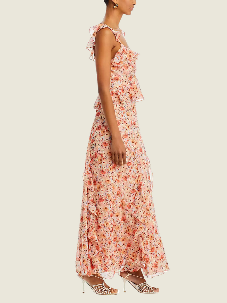 Bloomingdales AQUA Pink Orange Floral Dress