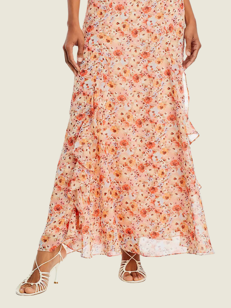 Bloomingdales AQUA Pink Orange Floral Dress