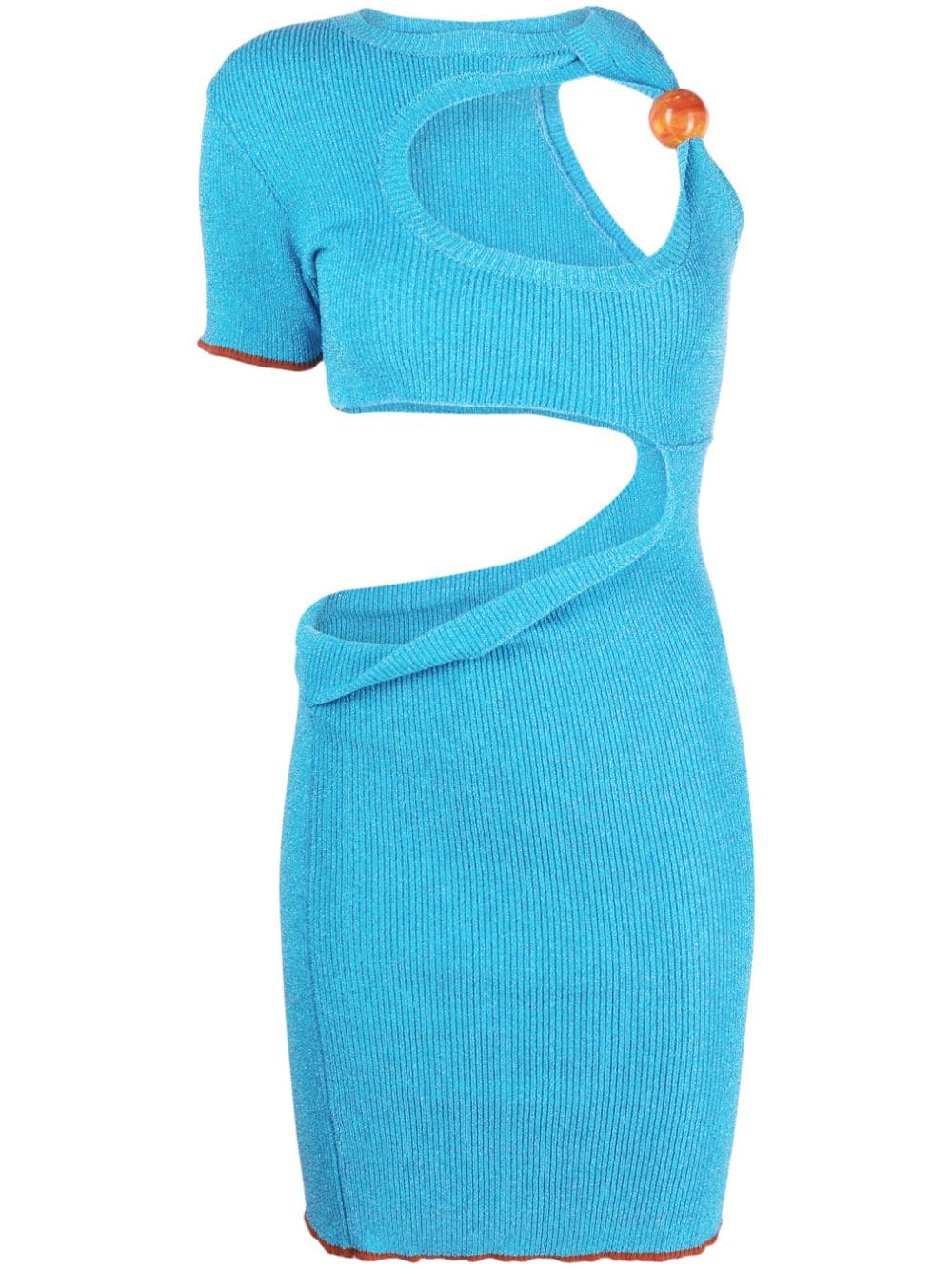 Jacquemus Ribbed Knit Cut Out Mini Dress