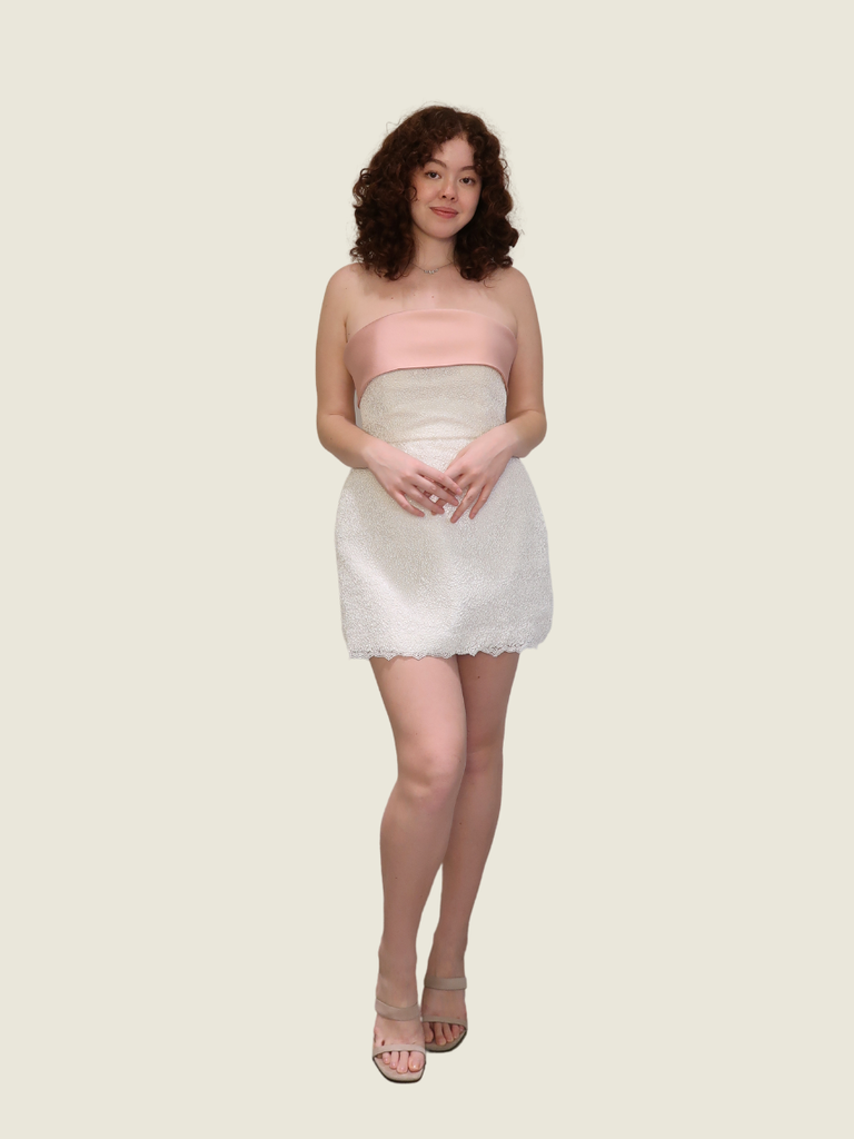 Atelier Carlene Pink and White Bow Dress