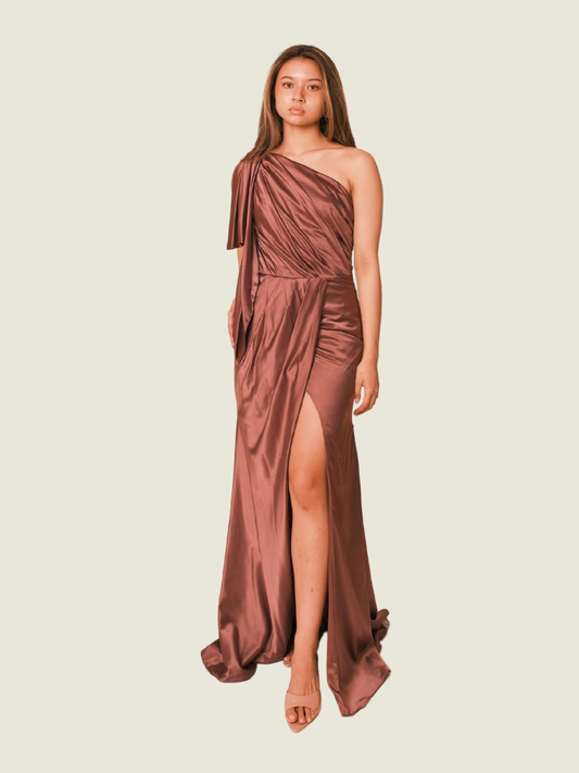 Bianca Cordero One-Sided Silk Mauve Gown