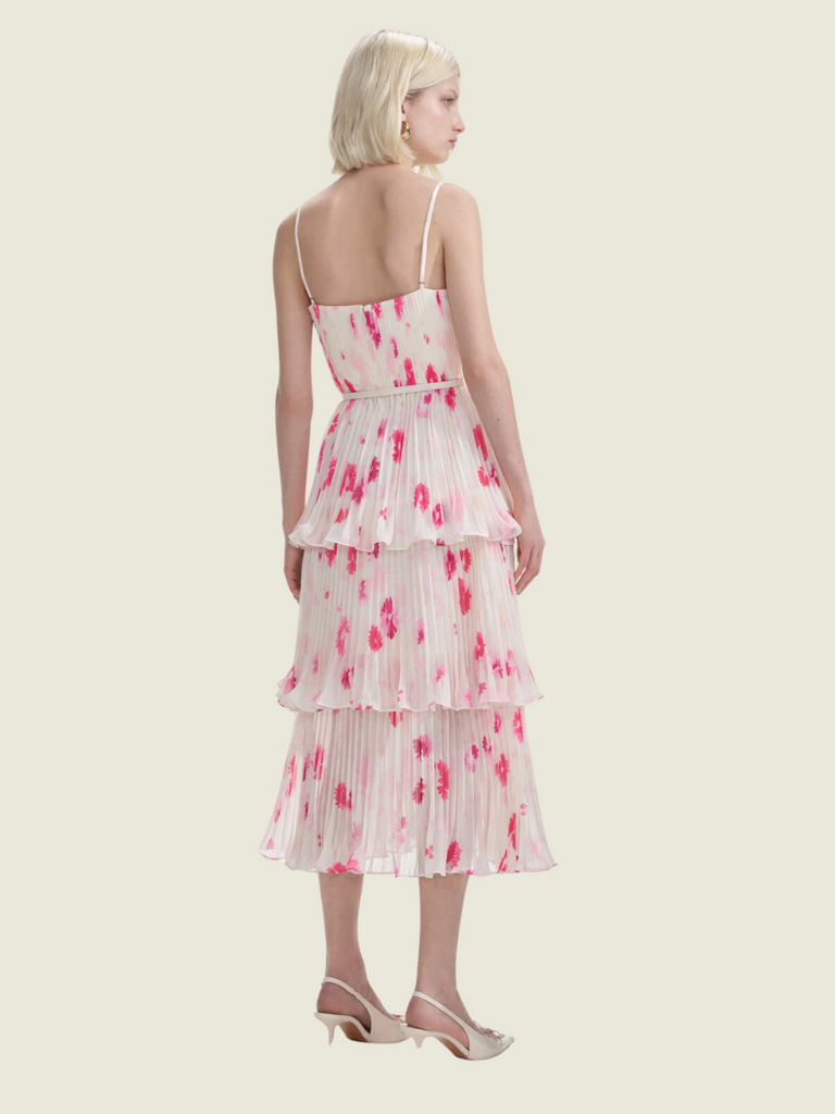 Self Portrait Printed Tiered Midi Dress