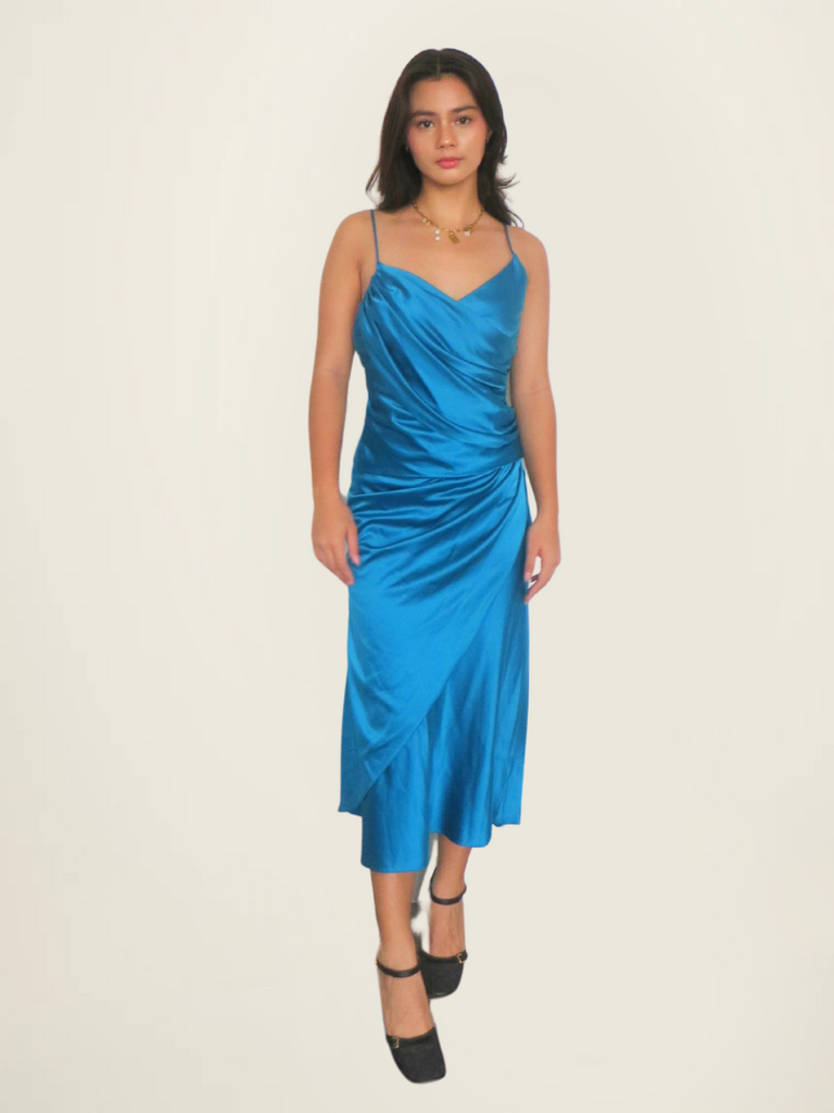 SYNE Custom Teal Silk Terno