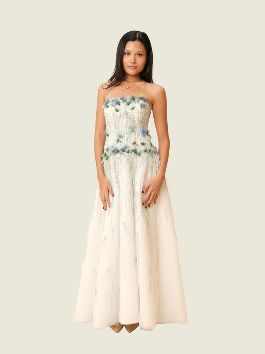 Anne Wong Custom Ostrich Feather Dress