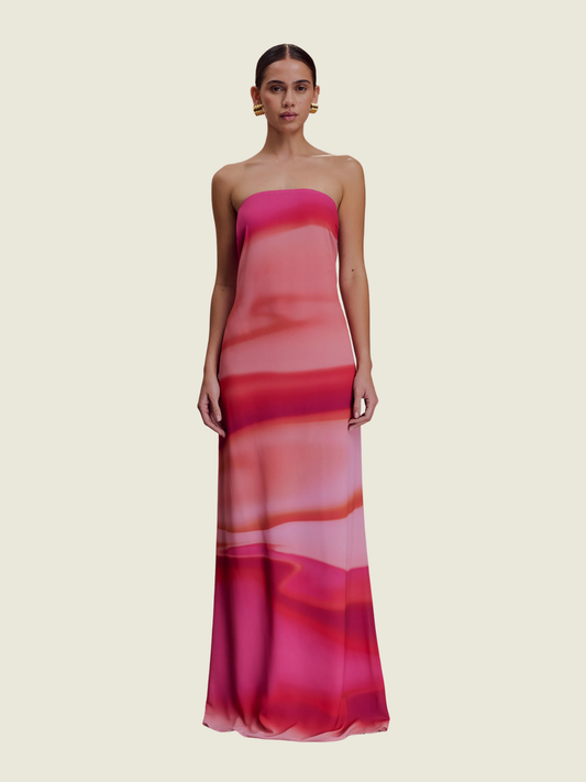 Meshki Amaya Strapless Chiffon Maxi Dress