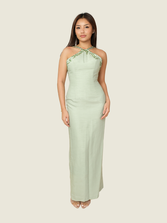 Nana Palmos Custom Sage Green Maxi Dress
