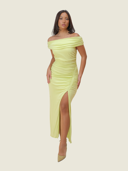 Self-portrait Kleid - Off-Shoulder Ruched Midi Dress