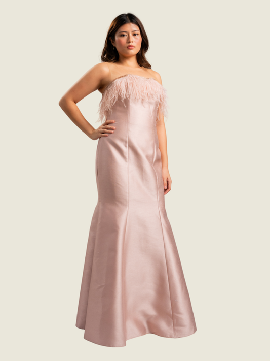 Debbie Co Pink Custom Silk Gazar Tube Gown