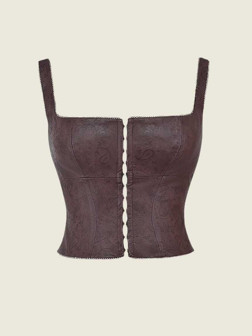 House of CB Pia Brown Leather Vegan Corset