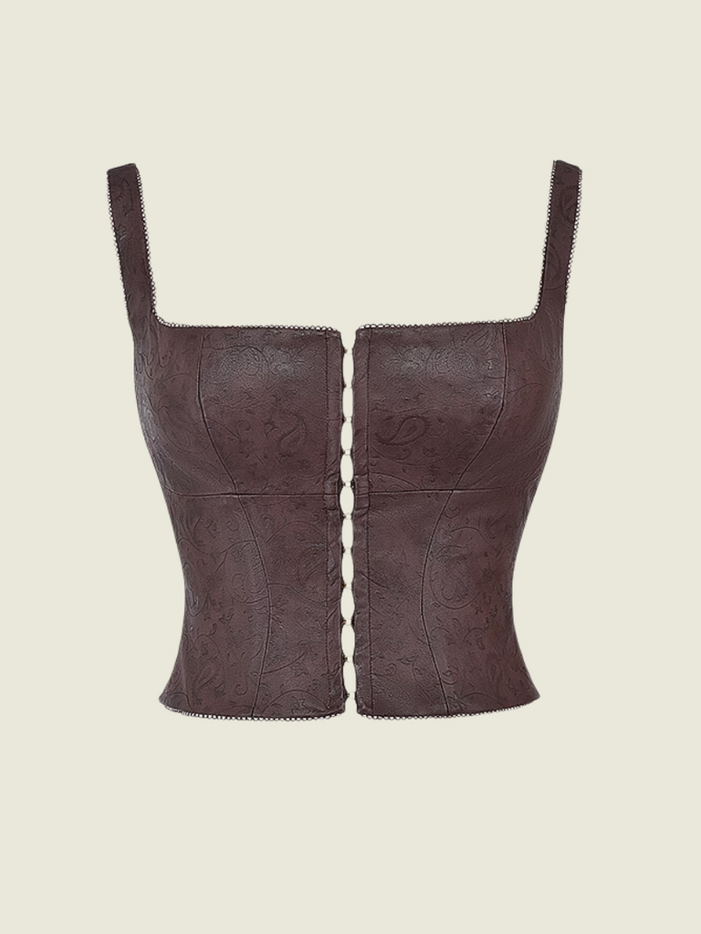 House of CB Pia Brown Leather Vegan Corset