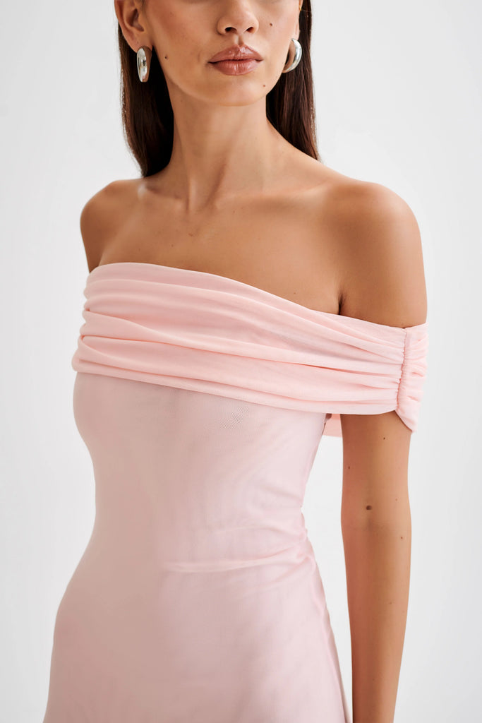 Meshki Audrey Off Shoulder Mesh Maxi Dress