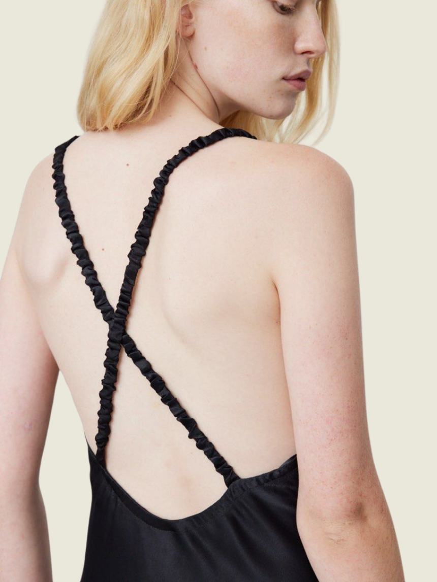 Incu Black Satin Maxi Dress