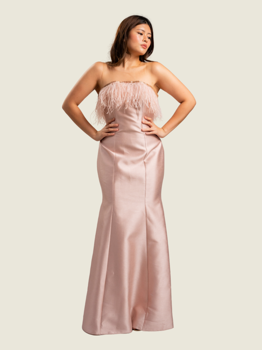 Debbie Co Pink Custom Silk Gazar Tube Gown