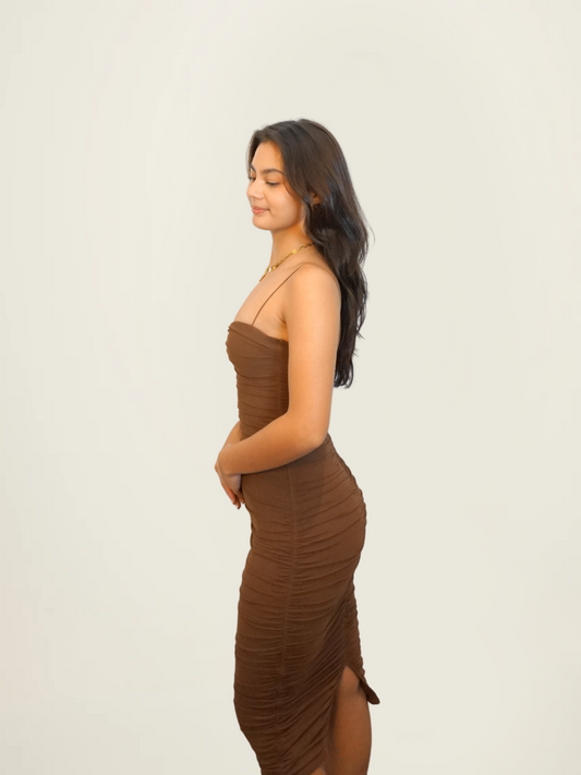 Oh Polly Ethereal Beauty Ruched Midi Dress