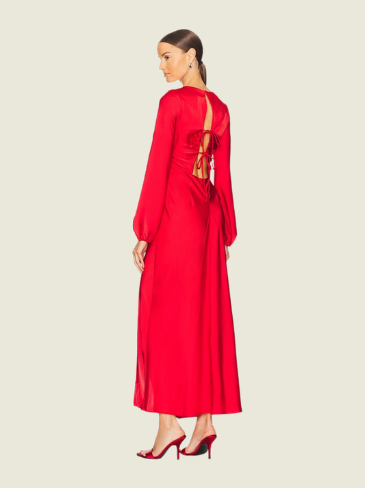 ASTR The Label Long Sleeve Silk Maxi Dress