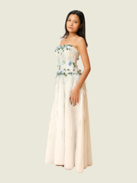 Anne Wong Custom Ostrich Feather Dress