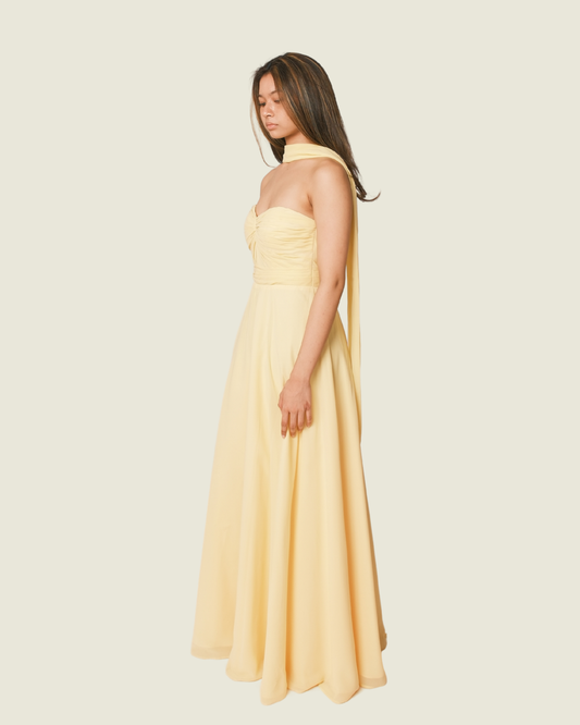 Atelier Debbie Co Yellow Sweetheart Tube Gown