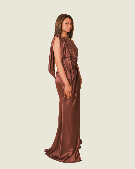 Bianca Cordero One-Sided Silk Mauve Gown