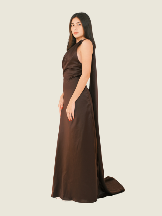 Ninni Atelier Custom Chocolate Brown Maxi Dress
