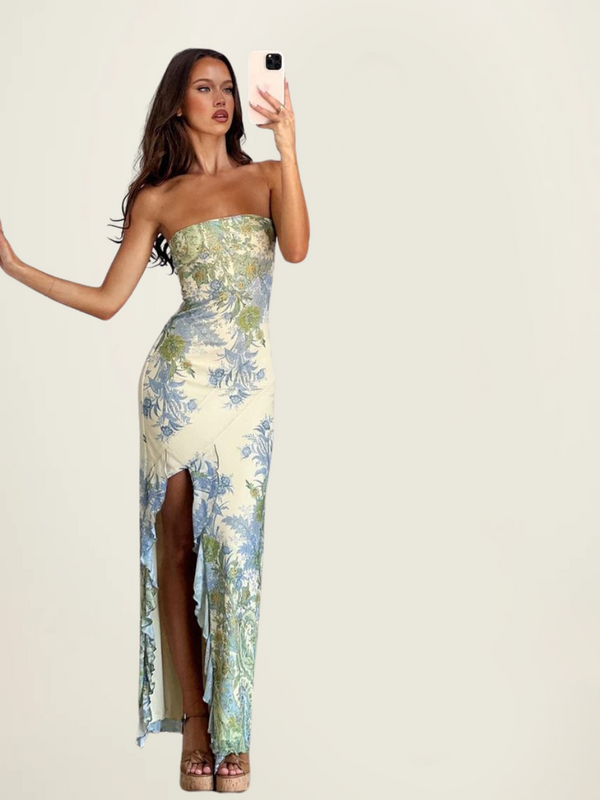 Tiger Mist Green Theo Maxi Dress