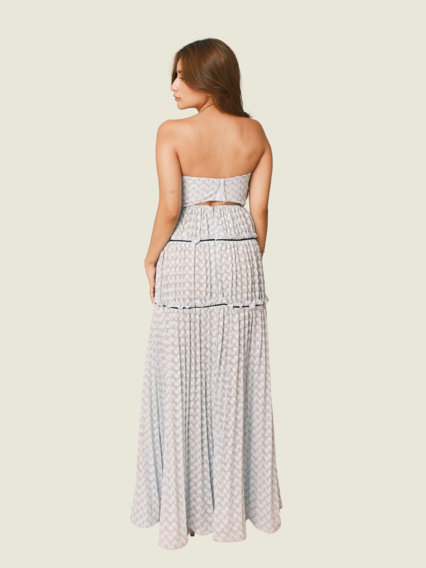 Self Portrait Blue Textured Midi Dress