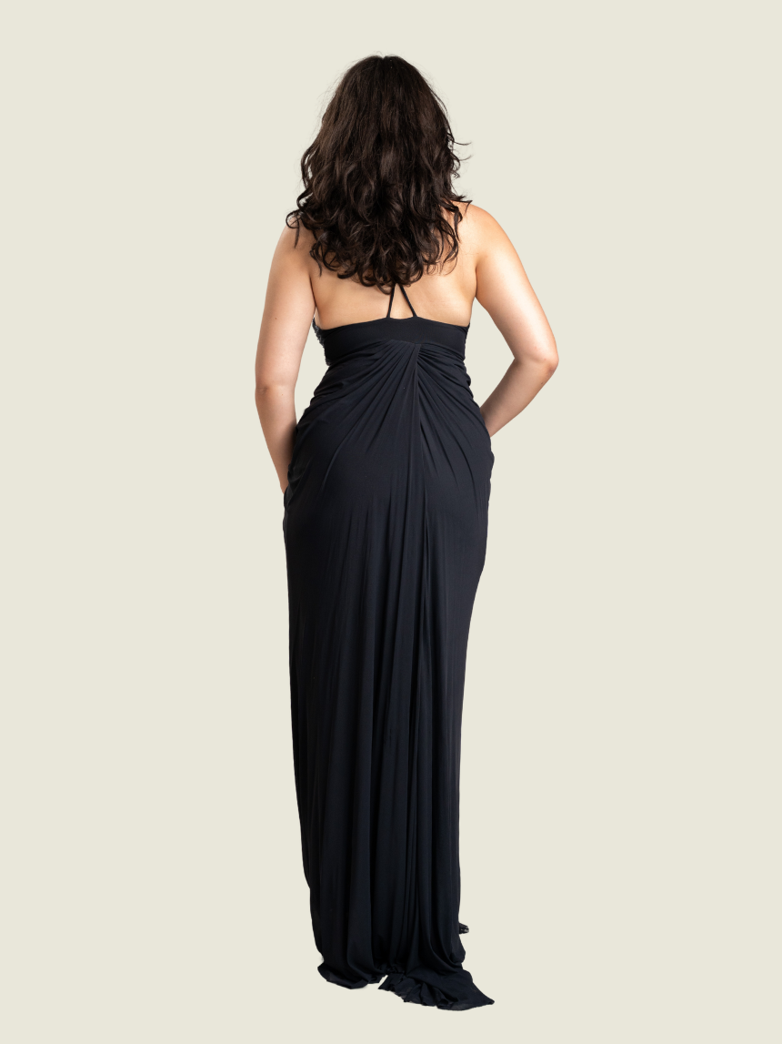 Tantease Black Sequins Maxi Dress