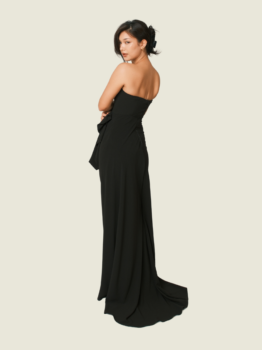 Ushi Sato Asymmetrical Strapless Dress in Black