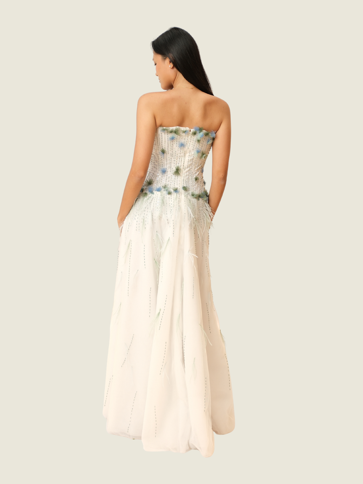 Anne Wong Custom Ostrich Feather Dress
