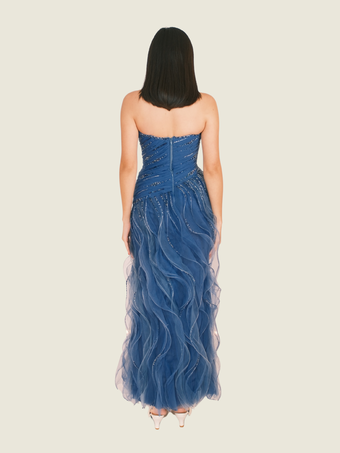 Custom Vee Tan Dress in Blue (XS)