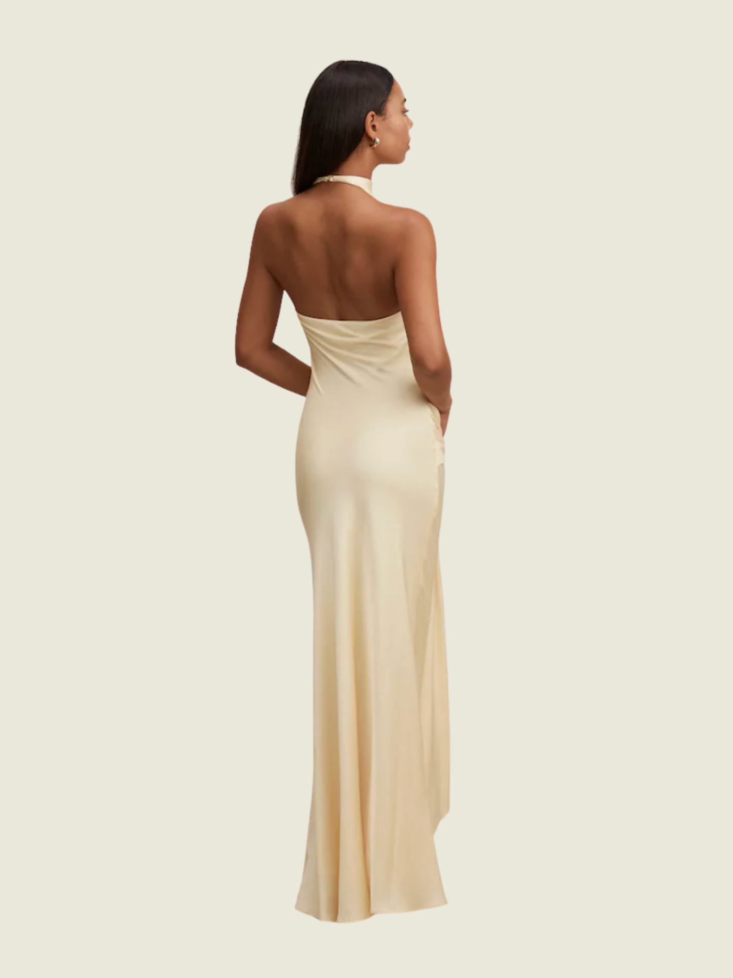 Ever New Abby Halter Satin Yellow Maxi Dress