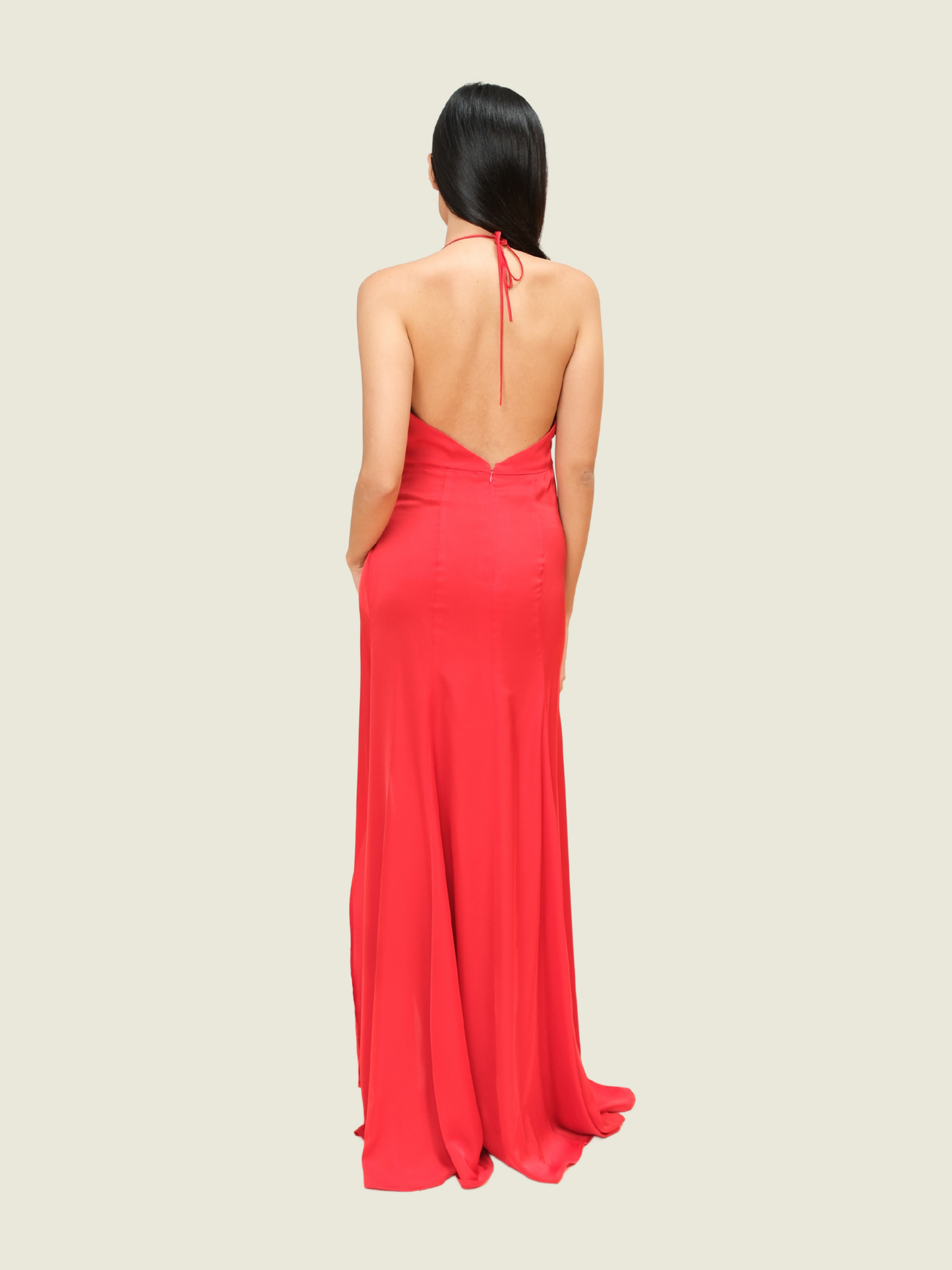 Neric Beltran Silk Halter Gown