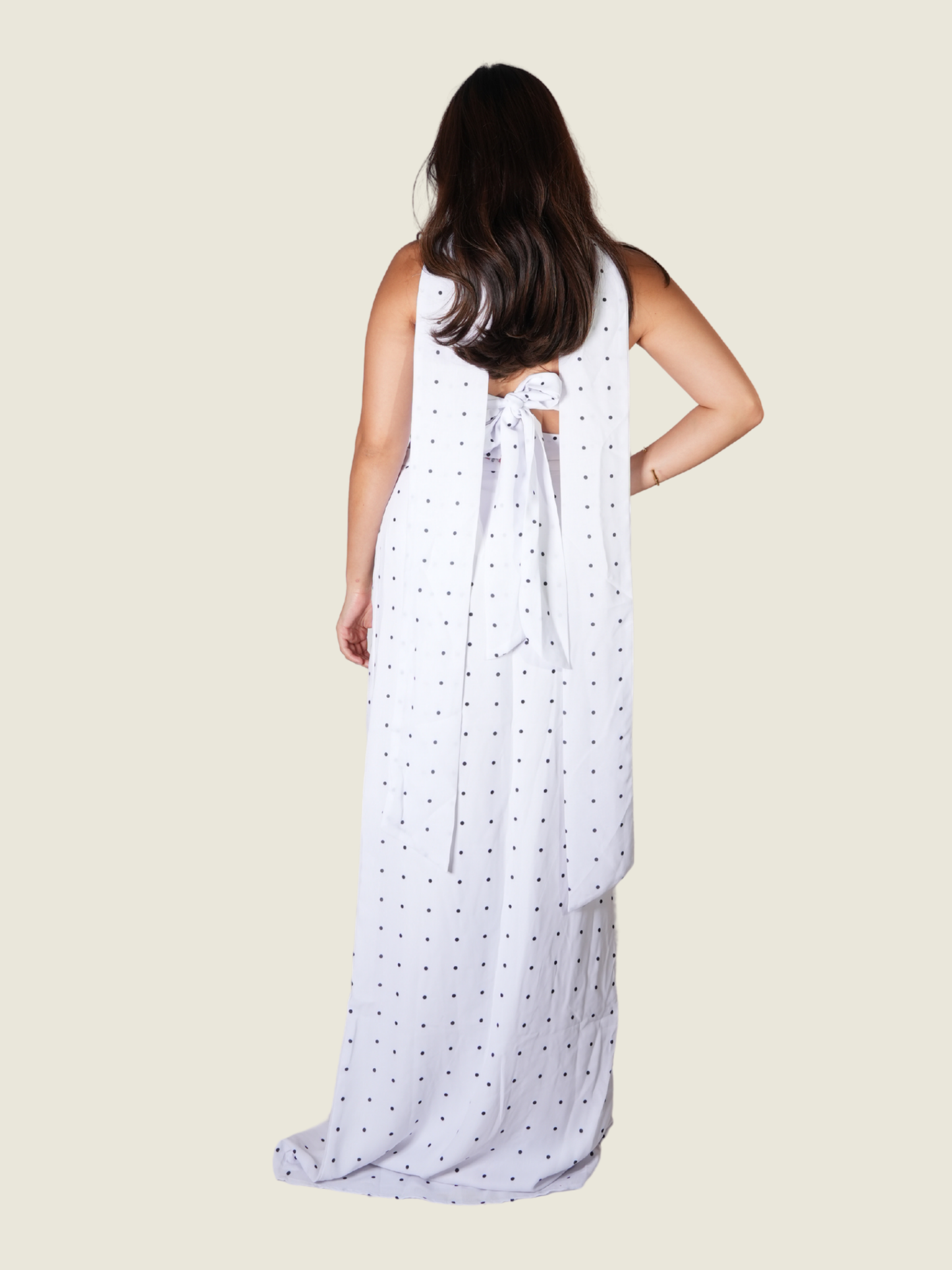 Sabo Skirt top and skirt polka dot black and white set with a scarf M