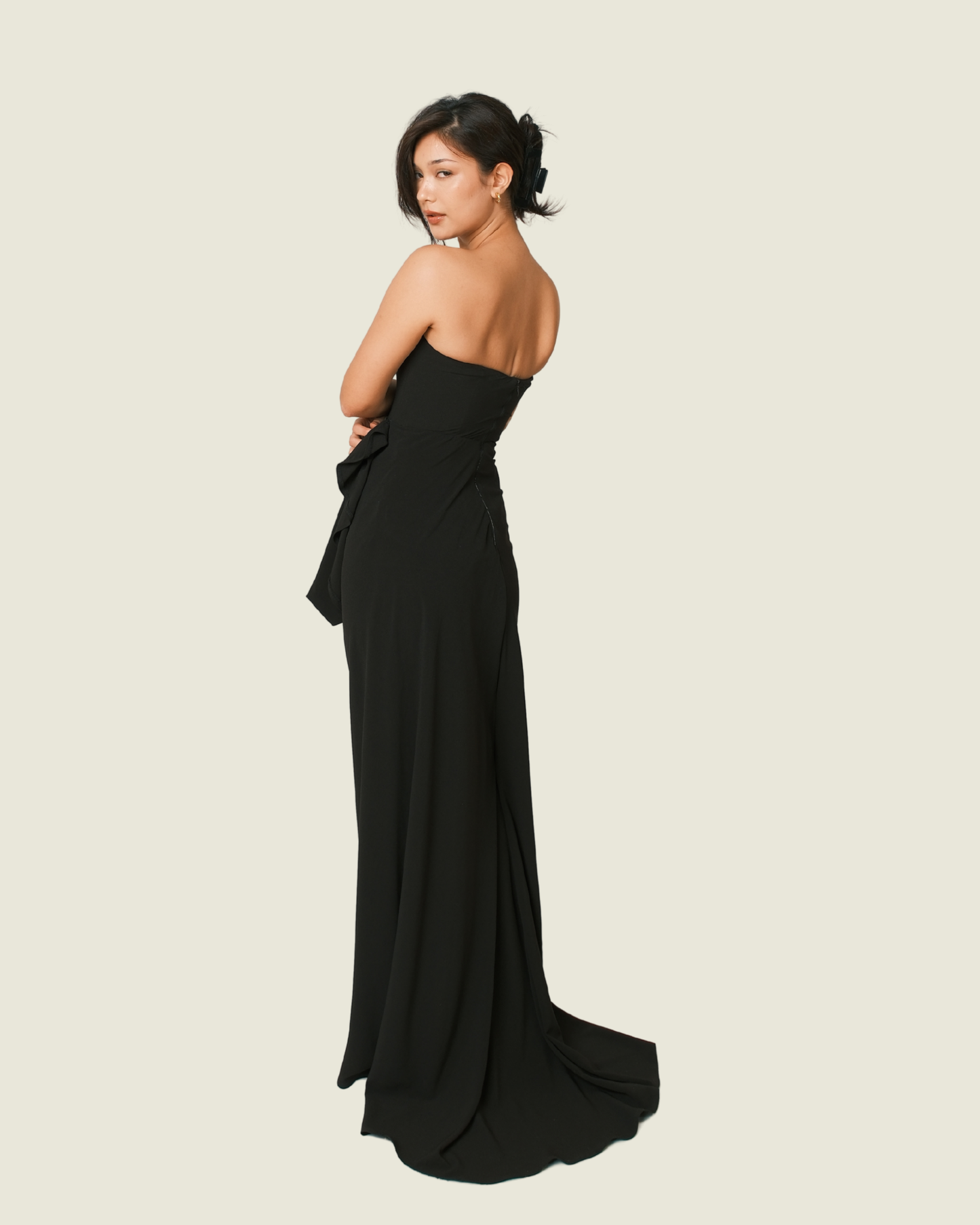 Ushi Sato Asymmetrical Strapless Dress in Black