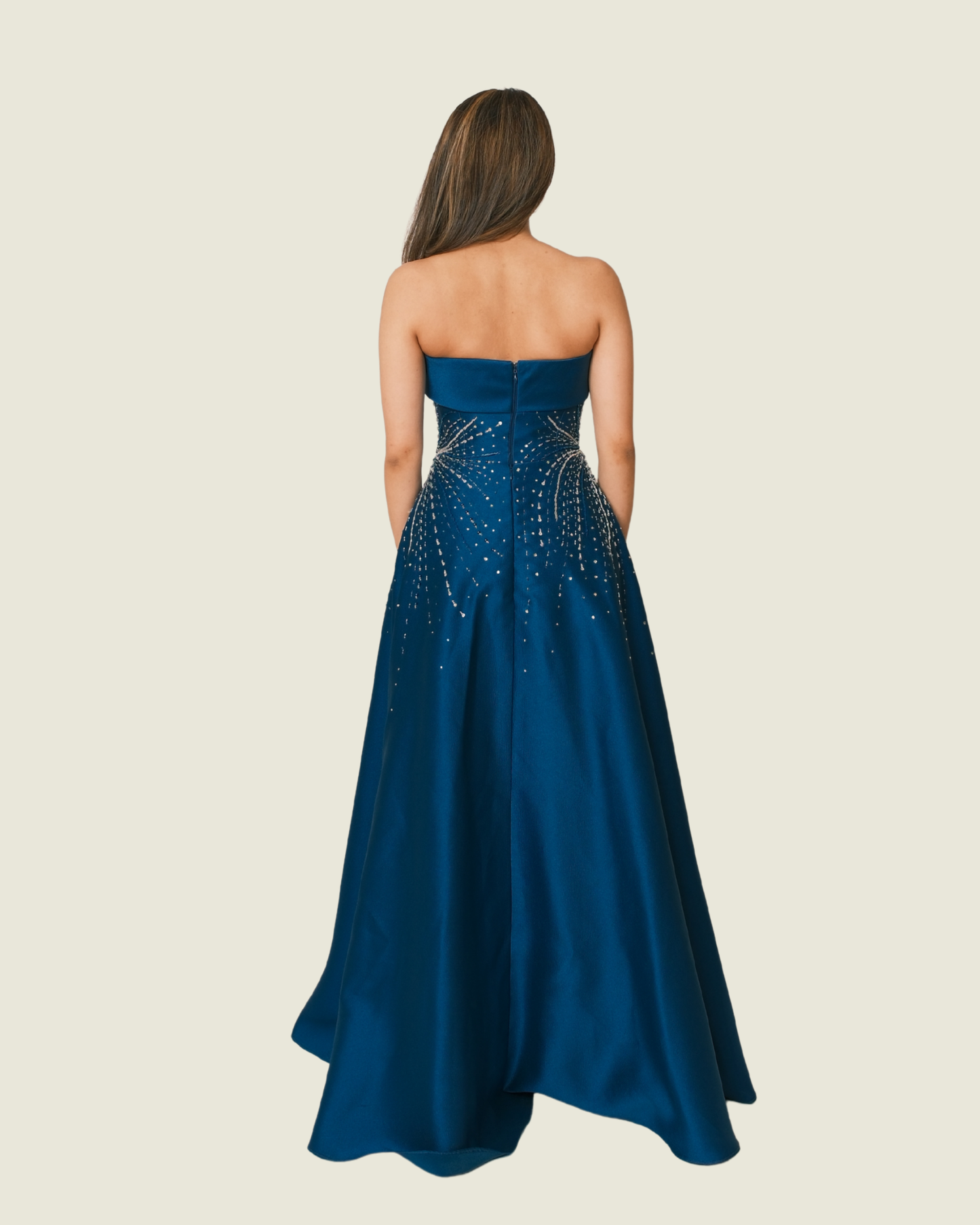 Vee Tan Teal Beaded Maxi Dress