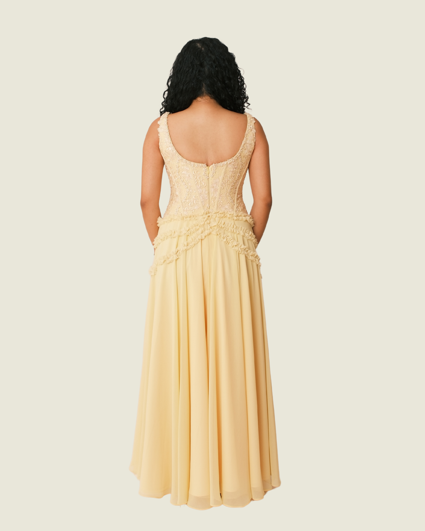 Yellow Mel Orlina Bespoke - Lace Gown