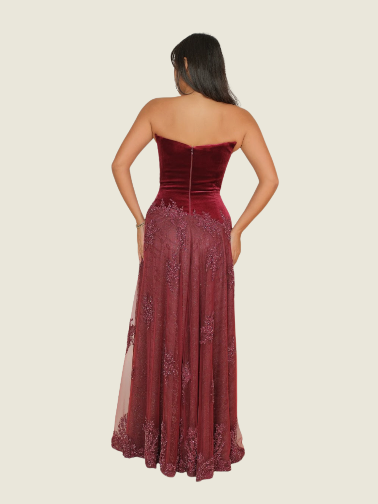 Zia Wycoco Sangria Slanted Drop Waist Maxi