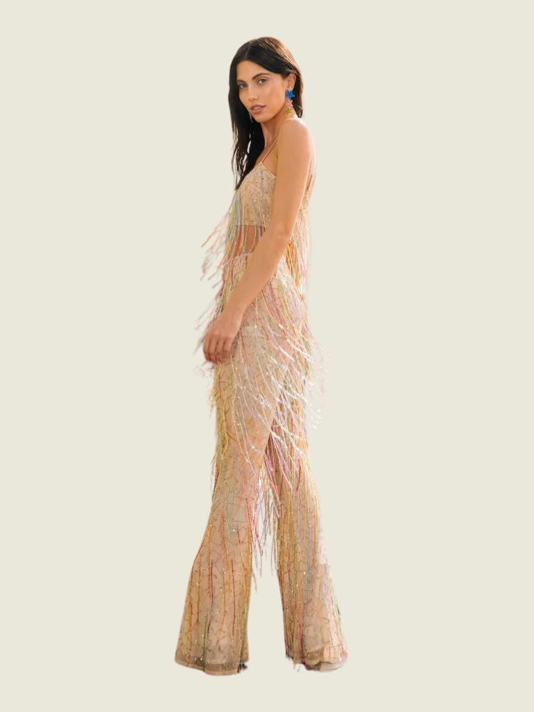 Nasty Gal Sequin Tassle Beaded Crop Top