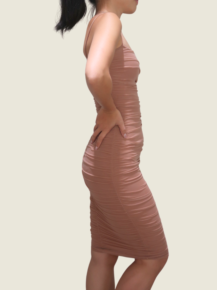 Oh Polly Nude Ruched Dress