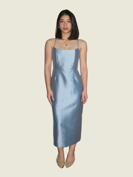Zoo The Label Dusty Blue Bow Back Midi