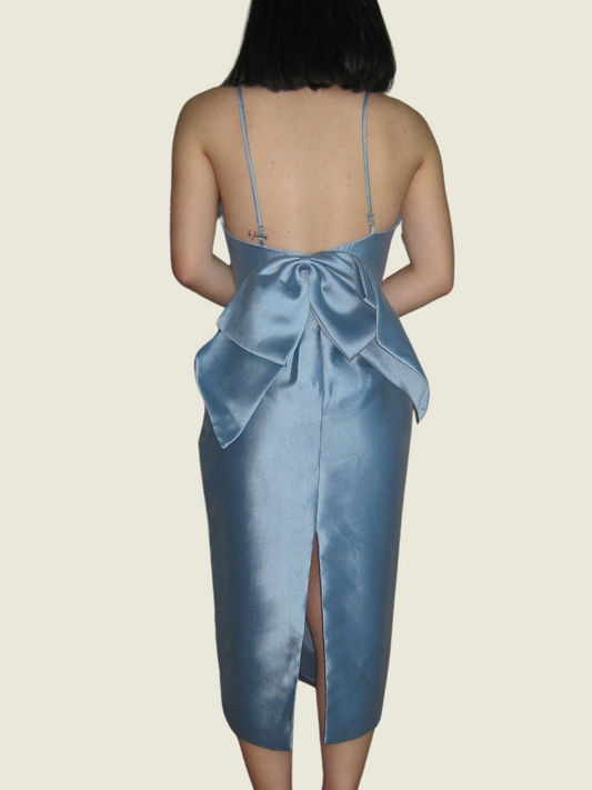 Zoo The Label Dusty Blue Bow Back Midi