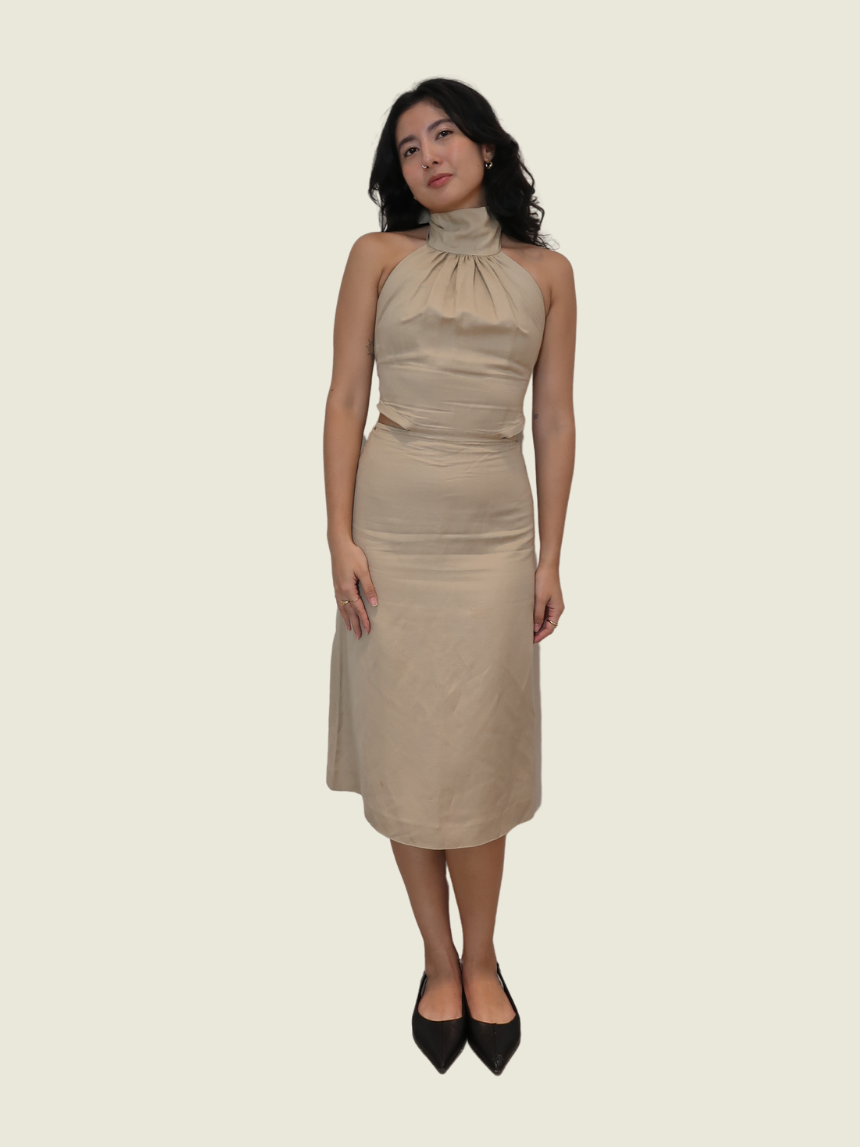 MICO Halter Linen Dress