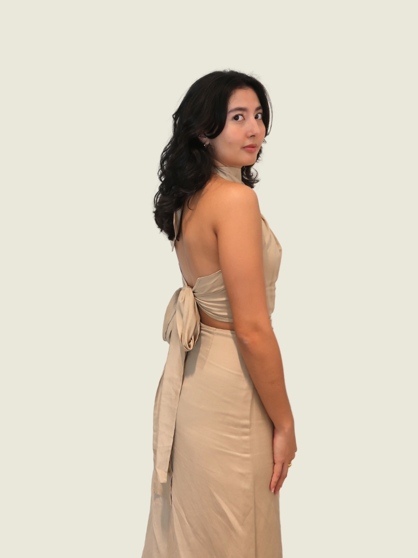 MICO Halter Linen Dress