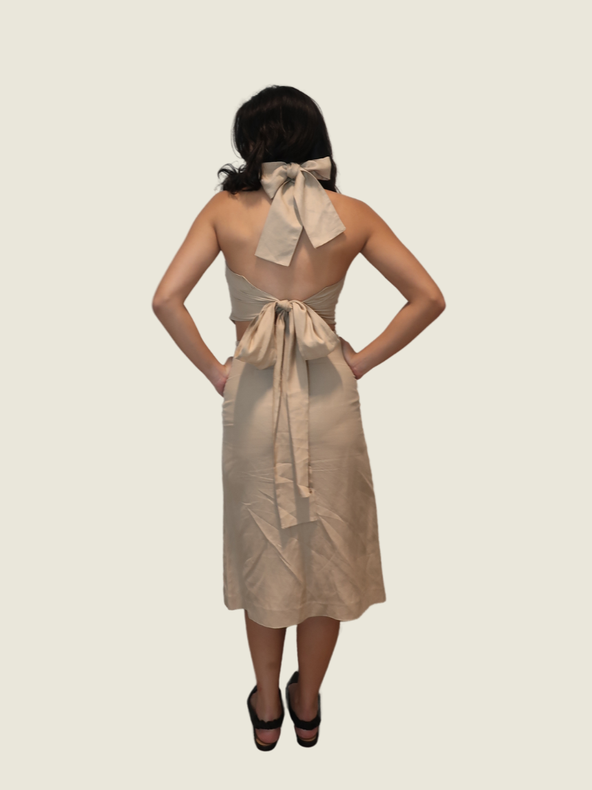 MICO Halter Linen Dress