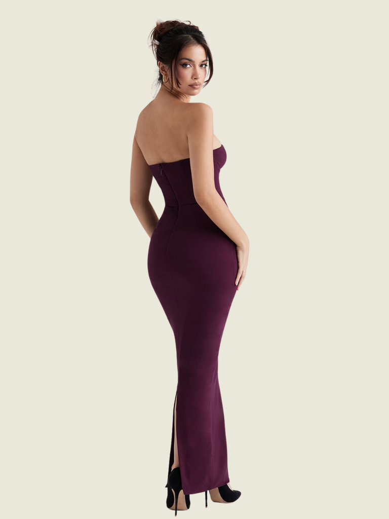 House of CB Grape Strapless Corset Maxi Dress