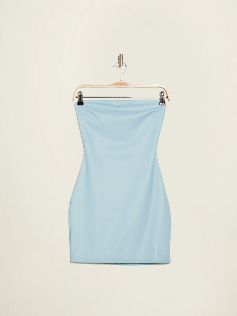 Naked Wardrobe Strapless Faux Leather Body-Con Mini Dress